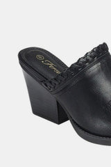 Black Pointy Toe Slip On Chunky Mules Forever Link