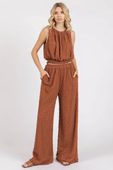Textured Stretchy Crop Tank and Pants Set Mittoshop GINGER S