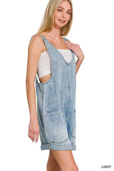Denim Short Overalls with Pockets ZENANA