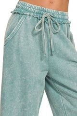 Washed French Terry Palazzo With Pockets ZENANA