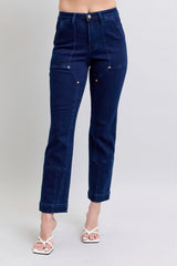 High Waist Work Wear Knee Patch Straight Jeans With Plus Size Judy Blue DK 14W
