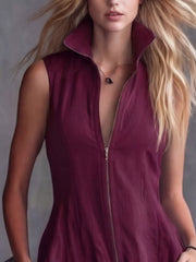 Full Size High-Low Ruffled Zip Front Dress Plus Size Simmer & Fay