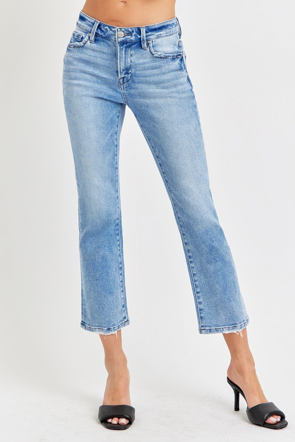 Low Rise Crop Slim Straight Jeans Risen Medium 0(24)