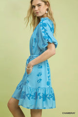 Floral Tie-Waist Boho Mini Dress Umgee