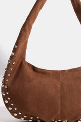 Hobo Metallic Studded Faux Suede Hand Bag Fame