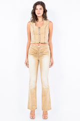 V-Cut Ruched Flare Jeans American Bazi