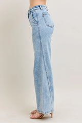 High Waist Wide Leg Jeans with Skewed Inseam With Plus Size Judy Blue