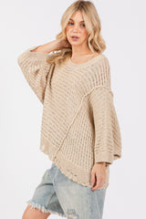 Distressed Asymmetrical Open Stitch Sweater Sage + Fig