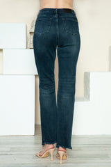 Button Fly Hem Destroy Straight Jeans Judy Blue
