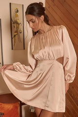 Satin Side Cutout Detail Mini Dress Mittoshop