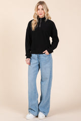 Quarter Zip Long Sleeve Sweatshirt with Pockets BomBom