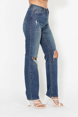 High Waist Ripped Knee Dad Jeans With Plus Size Judy Blue