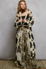 Open Front Crochet Longline Cardigan POL BLACK MULTI One Size