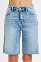 High Rise Bermuda Denim Shorts With Plus Size Risen MEDIUM S