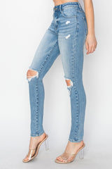 High Rise Knee Distressed Skinny Jeans Risen