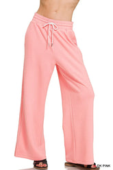 Scuba Drawstring Pants ZENANA DK PINK S