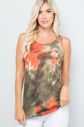 Tie Dye Backside Bow Tie Tank Top Celeste Olive Tie Dye S