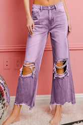 Distressed Vintage Washed Wide Leg Pants BiBi VINTAGE LAVENDER S