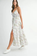 Floral Print Tiered Cami Maxi Dress Mable