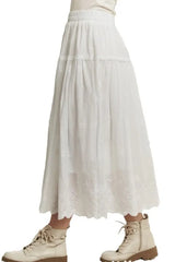 Elastic Waistband Midi Tiered Midi Skirt Adora