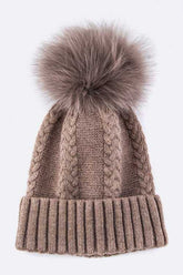 Emmez Raccoon Fur PomPom Cashmere Beanie Artini Accessories Khaki O/S