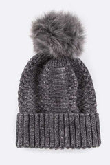Emmez Raccoon Fur PomPom Cashmere Beanie Artini Accessories Dark Grey O/S