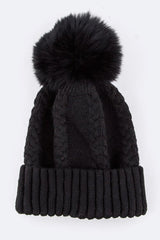 Emmez Raccoon Fur PomPom Cashmere Beanie Artini Accessories Black O/S