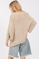 Distressed Asymmetrical Open Stitch Sweater Sage + Fig