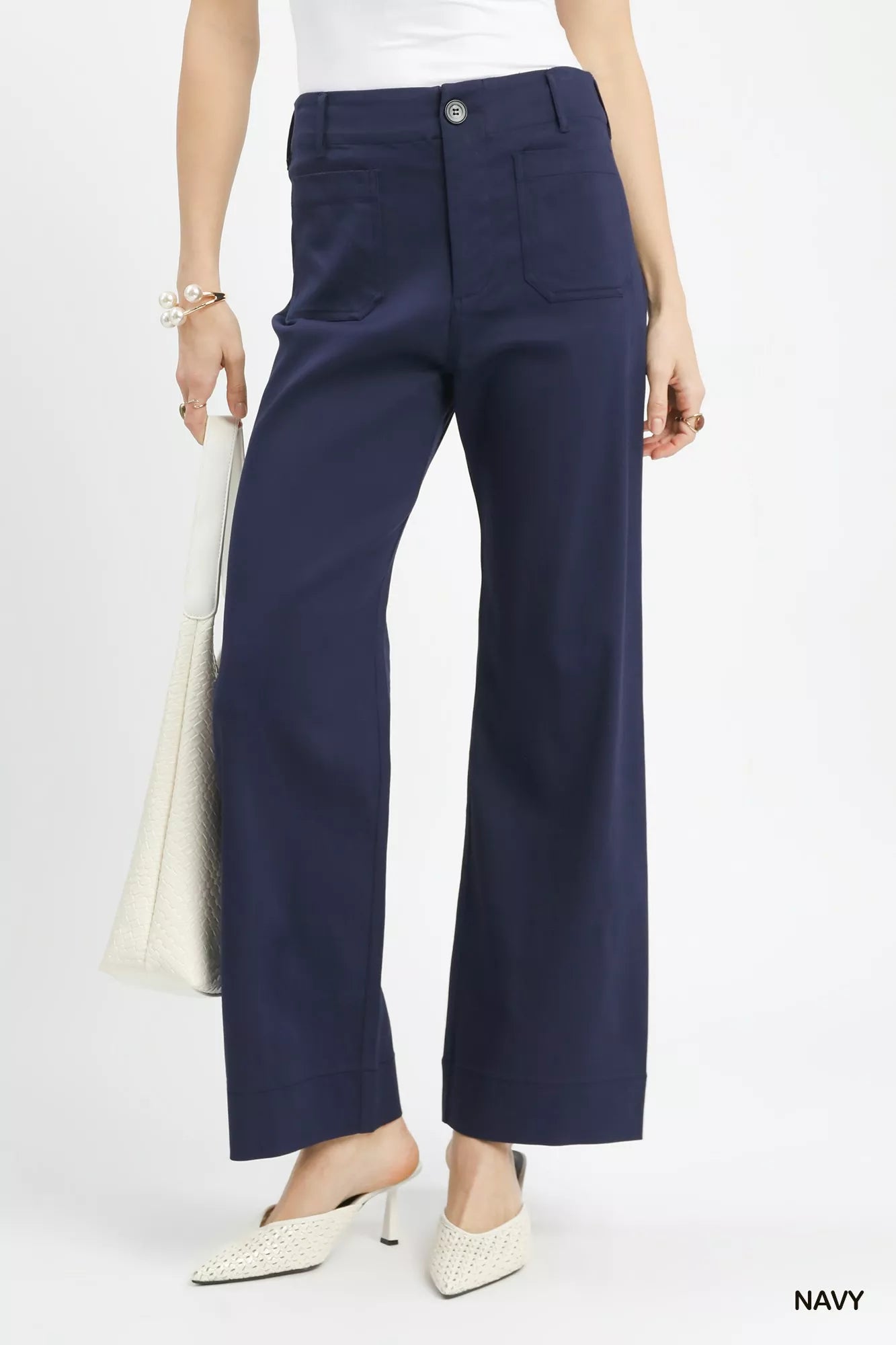 Button Stretched Pants Umgee NAVY S