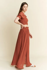 2 Piece Smoked Crop Top and Maxi Skirt Set Jade By Jane