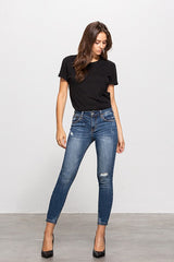 Mid-Rise Ankle Denim Wash Skinny Jeans Insane Gene DARK 0