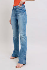 Tummy Control Vintage Wash Side Slit Slim Boot Jeans Judy Blue