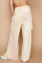 Crochet Contrast Drawstring Wide Leg Pants POL