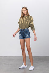 Mid-rise Premium Distressed Denim Shorts Denim Lab USA