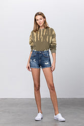 Mid-rise Premium Distressed Denim Shorts Denim Lab USA
