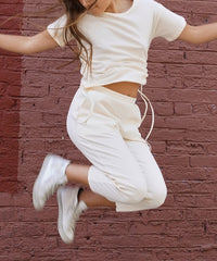 Adjustable Side Shirring Crop Top Fabina