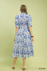 Floral Ruffle Trim Tiered Midi Dress Umgee