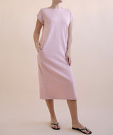 Brushed Organic Hemp Side Slit Maxi Dress Fabina MAUVE S
