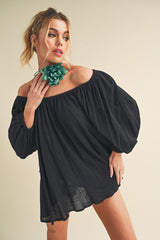 Off-Shoulder Balloon Sleeve Blouse Aemi + Co