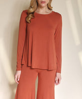 Bamboo Classic Long Sleeve Relaxed Top Fabina NAVY S