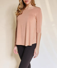Bamboo Boatneck Elbow Sleeve Top Fabina