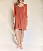 Bamboo Relaxed Babydoll Dress Fabina RUST S