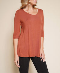 Bamboo Elbow Flared Tunic Top Fabina