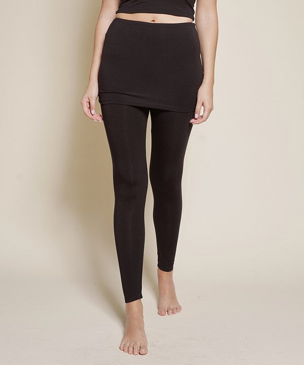 Bamboo One Piece Skirted Legging Fabina BLACK S
