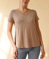 Bamboo Classic V-neck Top Fabina IVORY S