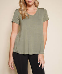 Bamboo Classic V-neck Top Fabina TAUPE S