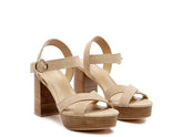 RAG&CO CHOUPETTE SUEDE LEATHER BLOCK HEELED SANDAL Rag Company Nude 10