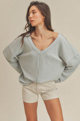 Casey Relaxed Raglan Sleeve V-neck Top Aemi + Co