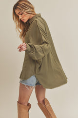 Delilah Relaxed Button Down Collar Shirt Aemi + Co OLIVE S