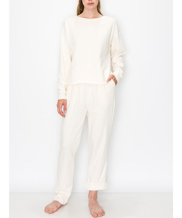 Recycled French Terry Loungewear Top & Jogger Set Fabina BANANA S